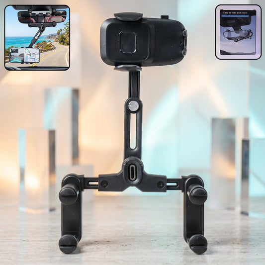 Car Rear View Mirror Phone Holder 360 Adjustable Retractable