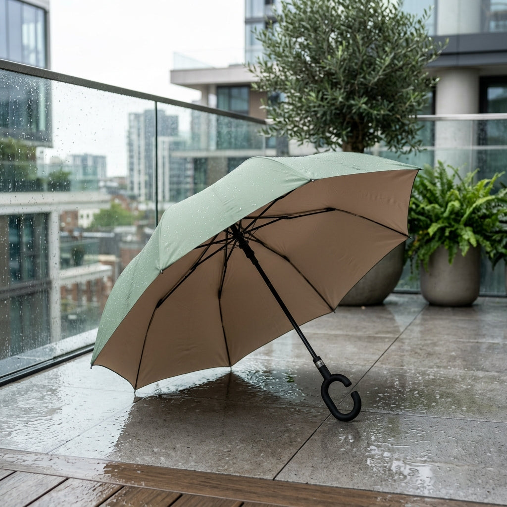 UrbanMama Double-Layer Windproof Inverted Umbrella - Sage Green
